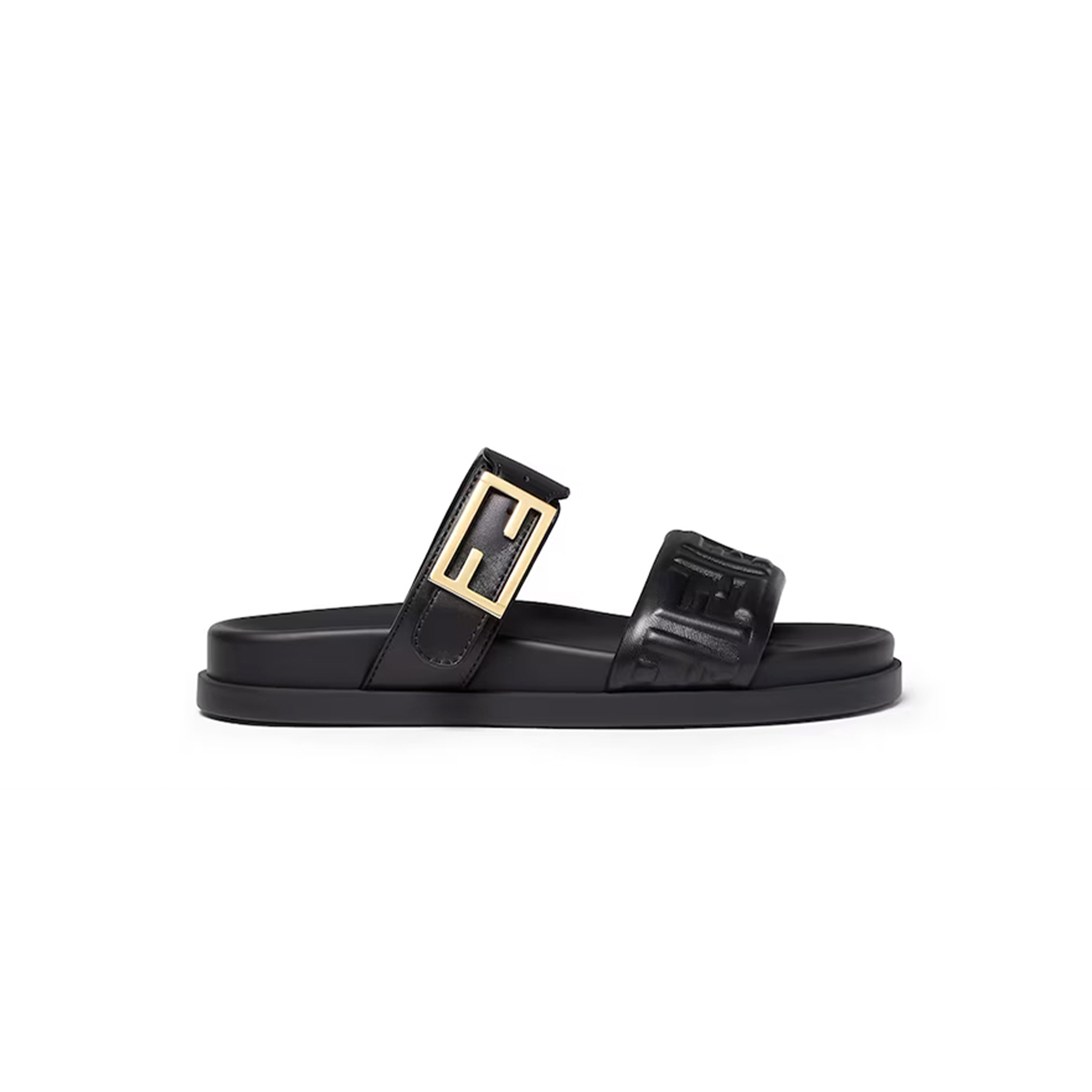 F**di feel black nappa leather slides 8x8710abohf0abb